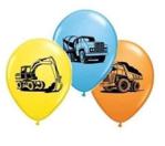 Construction Trucks Assorted 11″ Qualatex Latex Balloons (Mixed Colours, 20 Pack)