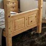 Corona Single Bed High Foot End 3 FT Solid Pine Wood Mexican Bedroom Furniture