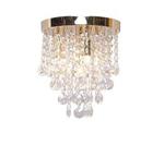 Coronia Polished Gold Brass Glass Droplet 4 Light Ceiling Fitting in Chandelier Style by KLiving