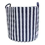 Cotton Storage Basket - Award Winning Large Collapsible Portable Wipe Clean Cotton Basket, Baby Nursery Organiser for Storage, Kid Storage, Blankets, Clothes, Towels and Toys, Blue and White Stripes