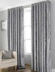 COUNTRY CLUB Bliss Crushed Velvet Blackout Eyelet Fully Lined Thermal Curtains, Grey, 90 x 90