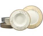 CreaTable Dinner service, 12 pieces, premium porcelain, Villa Medici white / gold