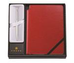 CROSS Calais Satin Chrome Gift Set with Ballpoint Pen and Medium Red Lined Journal incl. Premium Gift Box