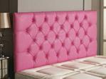 CROWNBEDSUK QUALITY FAUX LEATHER HEADBOARD MATCHING BUTTONS (PINK, 6ft)