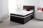 Crushed Velvet Divan Bed with | Mattress | HEADBOARD | Storage Drawers (2FT6 O Drawers, Black Crush)