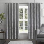 Curtina Chateau-Jacquard Pair of Eyelet Curtains, Polyester, Silver, 46″ Width x 72″ Drop (117 x 183cm)