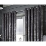 Curtina Downton Jacquard Damask Eyelet Lined Curtains, Graphite, 66 x 72 Inch