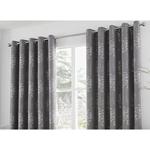 Curtina Elmwood Floral Print Eyelet Lined Curtains, Graphite, 66 x 54 Inch