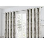 Curtina Elmwood Floral Print Eyelet Lined Curtains, Silver, 90 x 90 Inch