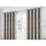 Curtina Elmwood Floral Print Eyelet Lined Curtains, Stone, 66 x 72 Inch