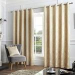 Curtina Feather-Jacquard Lined Eyelet, Natural, Curtains: 66″ Width x 54″ Drop (168 x 137cm)