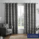 Curtina Houston Jacquard Eyelet Lined Curtains, Charcoal, 66 x 90 Inch