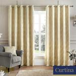 Curtina Houston-Jacquard Lined Eyelet, Natural, Curtains: 46″ Width x 54″ Drop (117 x 137cm)