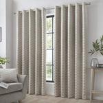 Curtina Kendal-Jacquard Pair of Eyelet Curtains, Polyester, Natural, 46″ Width x 72″ Drop (117 x 183cm)