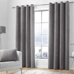 Curtina Kilbride Cord-Chenille Pair of Eyelet Curtains, Fabric, Charcoal, 46″ Width x 72″ Drop (117 x 183cm)