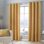 Curtina Kilbride Cord-Chenille Pair of Eyelet Curtains, Fabric, Ochre Yellow, 66″ Width x 72″ Drop (168 x 183cm)