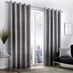 Curtina Leopard-Lined Eyelet Curtains, Jacquard Woven Graphite, 66″ Width x 72″ Drop (168 x 183cm)