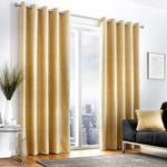 Curtina Leopard-Lined Eyelet Curtains, Jacquard Woven Ochre, 46″ Width x 54″ Drop (117 x 137cm)