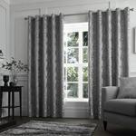 Curtina Romolo Floral Embroidered Eyelet Lined Curtains, Silver, 66 x 54 Inch, 96% Polyester, 4% Metallic, W168cm (66″) x D137cm (54″)