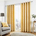 Curtina - Sagano - Ready Made Lined Eyelet Curtains - 46″ Width x 54″ Drop (117 x 137cm) in Ochre Yellow