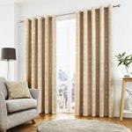 Curtina - Sagano - Ready Made Lined Eyelet Curtains - 66″ Width x 54″ Drop (168 x 137cm) in Natural Beige