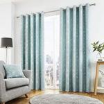 Curtina - Sagano - Ready Made Lined Eyelet Curtains - 66″ Width x 90″ Drop (168 x 229cm) in Duck Egg Blue