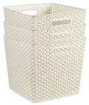 Curver Set of 3 Square Rattan My Style Storage Boxes - White