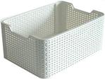 Curver Style Medium Rectangular Storage Basket, Vintage White, 18 Litre