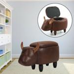 Cute Animal Storage Ottoman Padded Cushion Ride-on Footrest Foot Stool Rest Seat