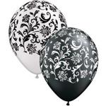 Damask Print Black & White 11″ Qualatex Latex Balloons x 5