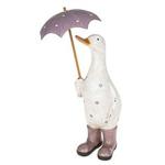 Davids Ducks Large White and Lilac Polka Dot Duck with Umbrella and Wellington Boots - Lovely Decorative Ornament - Great Gift Idea
