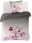 DecoKing 61435 Bed Linen 200 x 200 cm with 2 Pillowcases 80 x 80 cm Grey 3D Microfibre Duvet Cover Floral Pattern Purple Pink White Anthracite Steel Graphite Raspberry