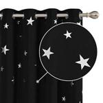 Deconovo Black Blackout Curtains Stars Foil Printed Thermal Insulated Curtains Eyelet Blackout Curtains for Bedroom 46 x 54 Inch Black 1 Pair