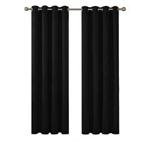 Deconovo Curtains 72 drop Eyelet Thermal Insulated Bedroom Blackout Curtains Ring Top Blackout Curtains for Kids 46 x 72 Drop Inch Black 2 Panels