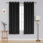 Deconovo Velvet Eyelet Curtains Living Room Curtains Translucent 175 x 140 cm Black Set of 2 Fabric 175 x 140 cm