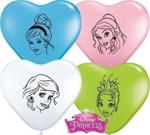 Disney Princess Faces 6″ Heart Shaped Qualatex Latex Balloons x 10