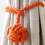 Do4U A Pair of Hand Knitting Curtain Tiebacks Clips Holdbacks Rope Tie back for Curtain Tie Back with Single Ball (Orange)