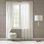 Doris Sheer Cream Curtains Bedroom Curtain - 2 Panels Classical Solid Voile Curtains Drop 69, Ultra Sheer Curtains High Thread with Rod Pocket (Cream, 56″ W x 69″ L)