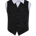 DQT Boys Floral Wedding Tuxedo Waistcoat Black 26″ / 5-6 Years Old