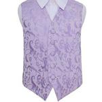 DQT Boys Floral Wedding Tuxedo Waistcoat Lilac 30″ / 9-10 Years Old