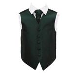 DQT Boys Greek Key Patterned Wedding Waistcoat and Cravat with Cravat Pin Dark Green 34″