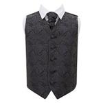 DQT Boys Paisley Floral Wedding Waistcoat and Cravat Charcoal Grey 24″