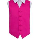 DQT Boys Plain Satin Formal Wedding Tuxedo Waistcoat Hot Pink 22″