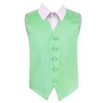 DQT Boys Plain Satin Formal Wedding Tuxedo Waistcoat - Mint Green 26″