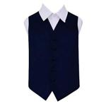 DQT Boys Plain Satin Formal Wedding Tuxedo Waistcoat Navy Blue 30″