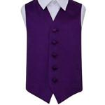 DQT Boys Plain Satin Formal Wedding Tuxedo Waistcoat Purple 22″