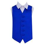 DQT Boys Plain Satin Formal Wedding Tuxedo Waistcoat Royal Blue 22″