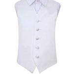 DQT Boys Plain Satin Formal Wedding Tuxedo Waistcoat White 24″