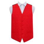 DQT Men Paisley Floral Wedding Tuxedo Waistcoat Red 42″