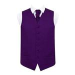 DQT Men Plain Satin Wedding Waistcoat and Cravat Purple 42″